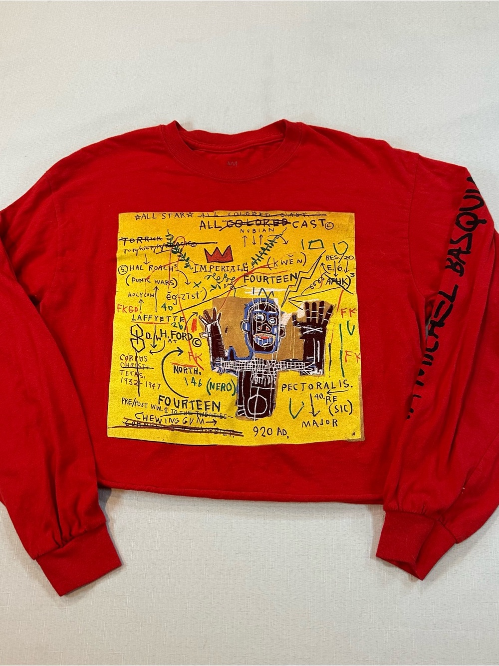 Jean-Michel Basquiat Red Cropped Long Sleeve Tee S/M